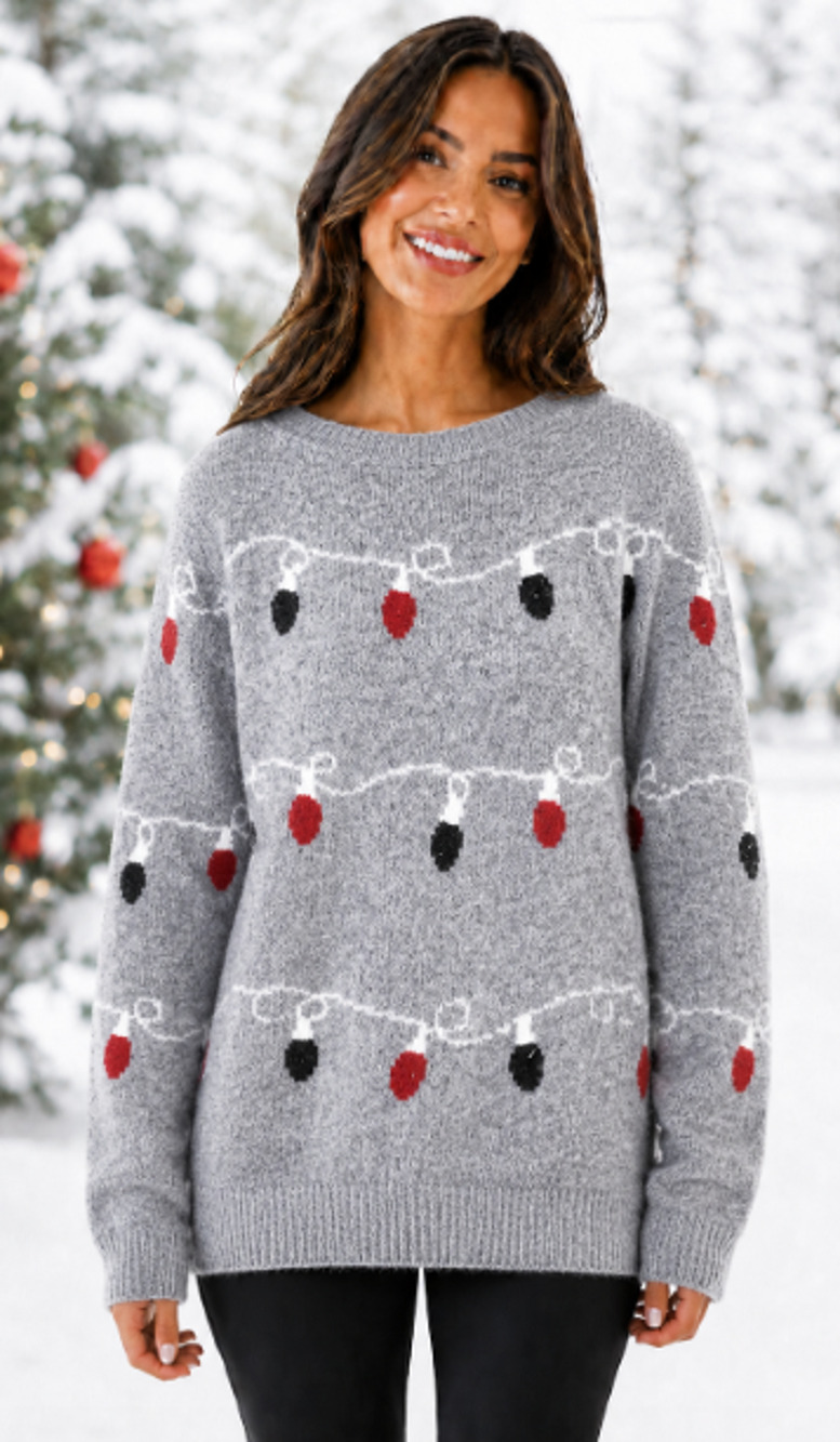 Cupcakes And Cashmere Womens Sweater small ugly christmas holiday lights party